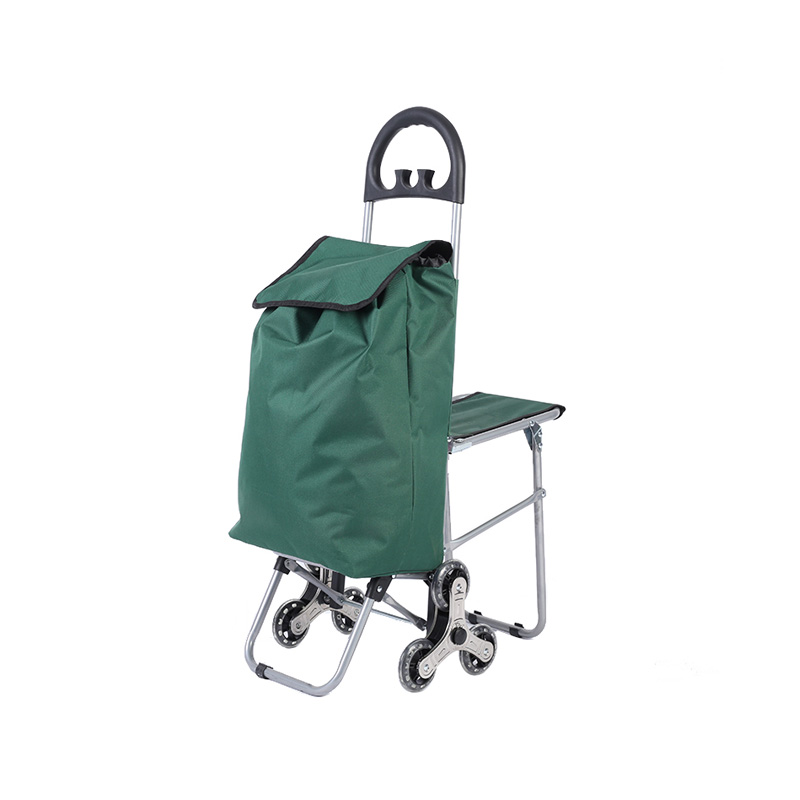 Half Circle Gear Handle Shopping Trolley Bag With Stool